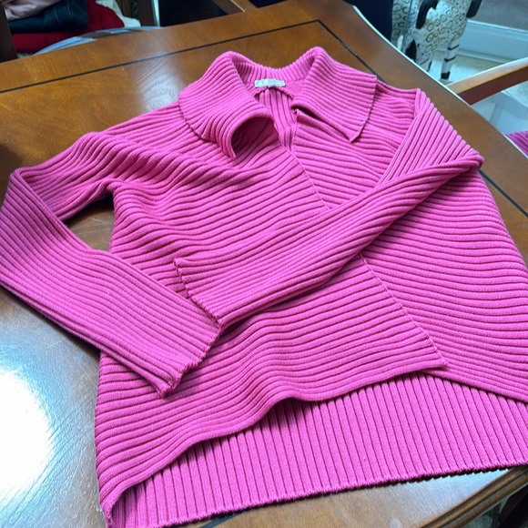Descars sweater set hot pink ribbed cotton - Picture 3 of 4